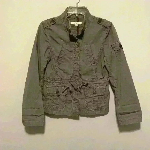 Ann Taylor LOFT Womens Small Utility Jacket Cotton Pockets Button Olive Green - Picture 1 of 3